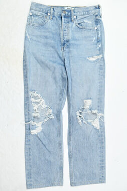 AGOLDE 90s Jeans Womens 25 Blue Distressed Button-Fly High Rise Straight Leg